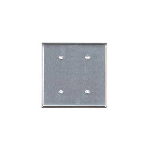 Mulberry 97152 Standard Blank Wallplate, 2 Gangs, 4.5 in H x 4.562 in W, 430 Stainless Steel, Silver