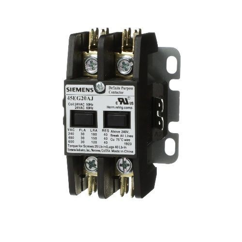 Siemens 45EG20AG Class 45 Non-Reversing Definite Purpose Contactor, 240 V Coil, 30 A, 2 Poles