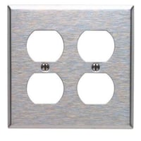 Leviton® 84016 Standard Size Wallplate, 2 Gangs, 4.5 in H x 4.562 in W, 430 Stainless Steel
