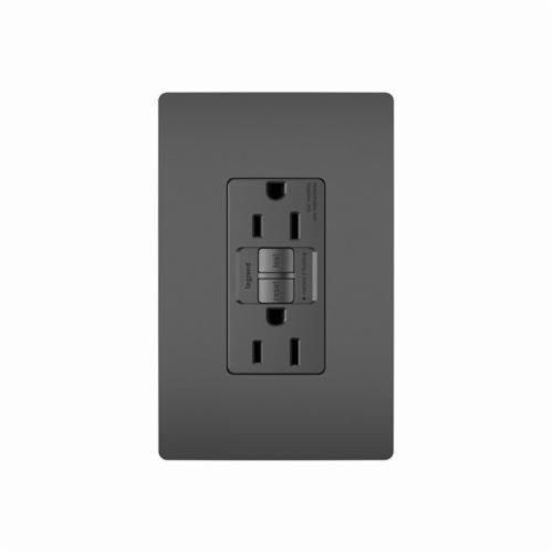 1597BKPass & Seymour® Radiant® 1597BK Duplex Self-Test GFCI Receptacle, 125 VAC, 15 A, 2 Poles, 3 Wires, Black
