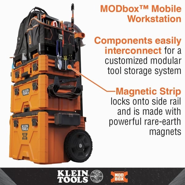 Klein® 54819MB Magnetic Strip Rail Attachment, For Use With All MODbox™ Side Rail Attachments, Hard Plastic, Dark Gray
