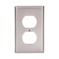 93101-BOX1EATON 93101-BOX1 Standard Duplex Receptacle Wallplate, 1 Gang, 3-3/4 in L x 1/4 in W x 5-1/2 in H, Stainless Steel