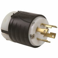 L1220-PPass & Seymour® Turnlok® L1220-P Locking Plug, 480 VAC, 20 A, 3 Poles, 3 Wires, Black/White