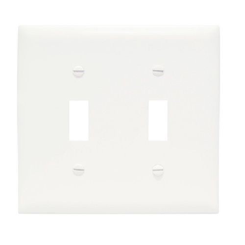 Pass & Seymour® TradeMaster® TPJ2-W Junior Jumbo Standard Wallplate, 2 Gangs, 4.9 in H x 5-1/8 in W, Nylon/Thermoplastic, White