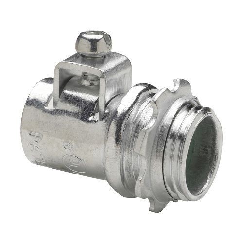 ACB50EATON Crouse-Hinds ACB50 Straight Conduit Connector, 1/2 in Trade, 0.52 to 0.92 in Cable Openings, Steel, Electro-Plated Zinc