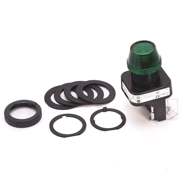 800H-QR24GAllen-Bradley 800H-QR24G 30.5mm Type 4/4X/13 Pilot Light, Full Voltage, No Test Option, Incand., Green, 24V AC/DC