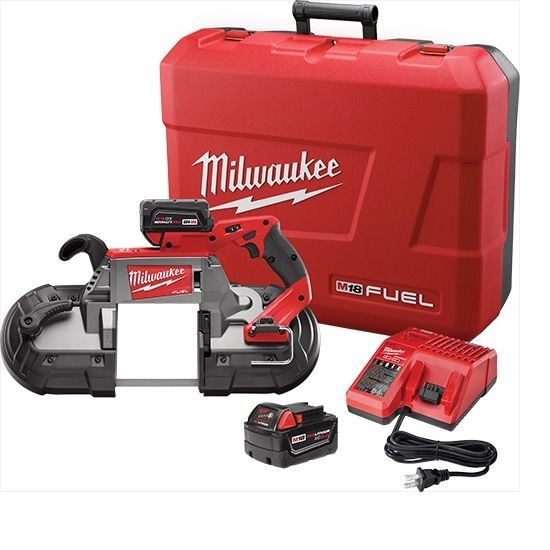 Milwaukee® M18™ FUEL™ 2729-22 Cordless Band Saw Kit, 5 in Cutting, 44.875 in L x 0.5 in W x 0.02 in THK Blade, 18 VDC, 5 Ah Lithium-Ion Battery