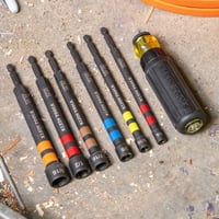 32950Klein® 32950 Magnetic Color-Coded Power Nut Driver, 1/4 to 9/16 in, 7 Pieces, 6.3 in OAL, Ratchet Handle, Steel Alloy