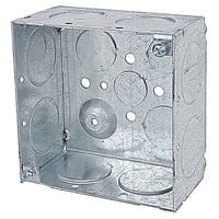 Steel City® 52171-1 Welded Style Outlet Box, Steel, 30.3 cu-in Capacity, 1 Outlets, 13 Knockouts, 4 in H x 4 in W x 2-1/8 in D