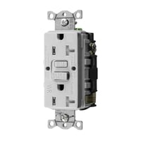 Wiring Device-Kellems AUTOGUARD® Style Line GFTWRST20W Decorator Duplex Heavy Duty Standard Self-Test Tamper/Weather Resistant GFCI Receptacle, 125 VAC, 20 A, 2 Poles, 3 Wires, White