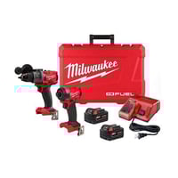 3697-22Milwaukee® 3697-22 M18 2-Tool Combination Kit, Tools: Hammer Drill, Impact Driver, 18 VDC, 5.0 Ah Battery M18™ REDLITHIUM™ Battery