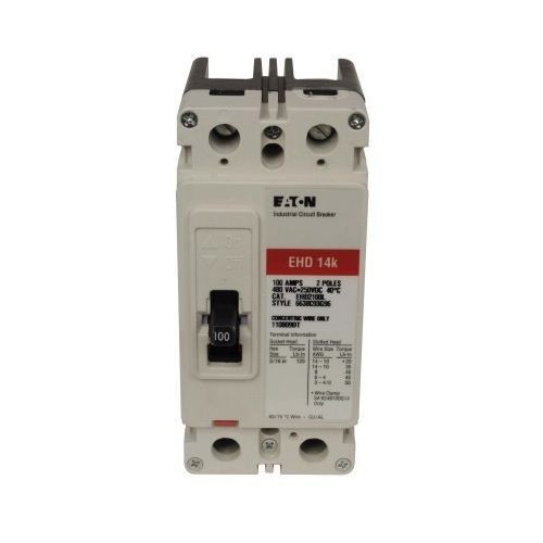 EHD2015VWD01EATON EHD2015VWD01 C Series Type EHD Molded Case Circuit Breaker, 480 VAC/250 VDC, 15 A, 14/18 kA Interrupt, 2 Poles, Fixed Thermal/Fixed Magnetic Trip