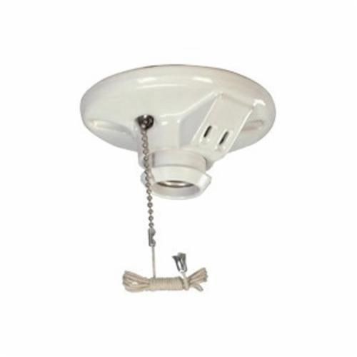 667-SPEATON Wiring Devices Arrow Hart™ 667-SP 2-Piece Ceiling Receptacle Lampholder With 2-Pole 3-Wire Outlet and Pull Chain Switch Lamp, 660 W Lamp, 125 VAC, 15 A, Medium