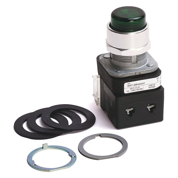 800T-QBH2GG1Allen-Bradley 800T-QBH2GG1 30.5mm Type 4/13 Mom. Contact PB-Illum., Green, Ext. Hd w/o Guard, LED, 12-130V AC/DC, 2 N.O. - 2 N.C.