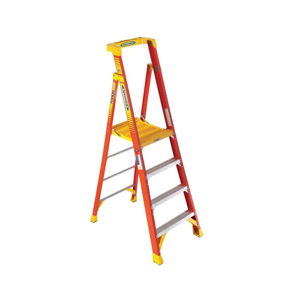 PD6204WERNER® PD6204 PD6200 Podium Ladder, 6 ft Ladder, 300 lb Load, 4 Steps, Type IA, Fiberglass