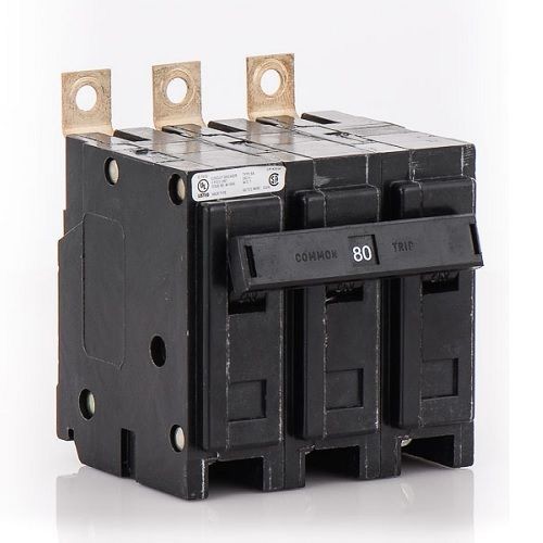 BAB3080HEATON QuickLag® BAB3080H Type BAB Miniature Circuit Breaker, 240 VAC, 80 A, 10 kA Interrupt, 3 Poles, Non-Interchangeable Trip