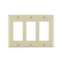 Leviton® Decora® 80411-I Standard Size Wallplate, 3 Gangs, 4.5 in H x 6.37 in W, Thermoset, Ivory