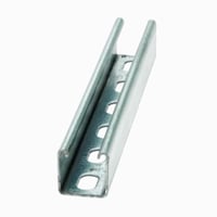 B54SH-240GRNB-Line B52SH-120GLV Single Slotted Metal Framing Channel, 1-1/8 in L x 9/16 in W Slots, 2 in Slot Spacing, 12 ga THK, 120 in L