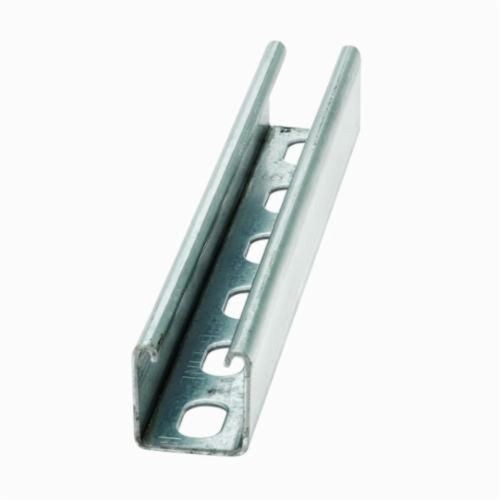 B54SH-240GRNB-Line B52SH-120GLV Single Slotted Metal Framing Channel, 1-1/8 in L x 9/16 in W Slots, 2 in Slot Spacing, 12 ga THK, 120 in L