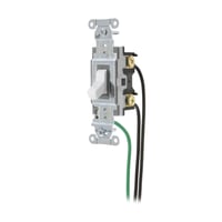 Wiring Device-Kellems CSL220W 2-Position Specification/Commercial Grade Standard Toggle Switch With 8 in 12 AWG THHN Cable, 120/277 VAC, 20 A, 5540 W/1 to 2 hp