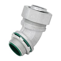 Madison Electric MSTR-12545-A Insulated Throat Liquid Tight Connector With Aluminum Grounding Lug, 1-1/4 in Trade, 45 deg, Malleable Iron, Zinc Plated