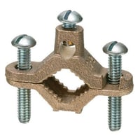 Arlington 722B Bare Wire Ground Clamp With Galvanized Steel Screw, 10 to 2 AWG Conductor, Brass/Steel