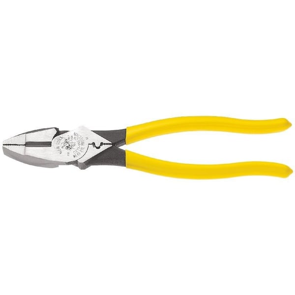 Klein® D213-9NE-CR New England Nose Lineman's Plier, 1-19/32 in L x 1-1/4 in W x 5/8 in THK Steel Jaw, Crosshatch Knurled Jaw Surface, High Leverage Cut, 9.34 in OAL