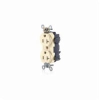 MT563-SILeviton® Lev-Lok® MT563-SI 1-Phase Duplex Heavy Duty Self-Grounding Tamper Resistant Straight Blade Receptacle, 125 VAC, 20 A, 2 Poles, 3 Wires, Ivory