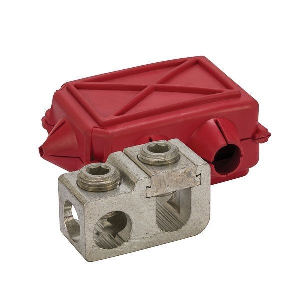 NSI GP-250WC Dual Rated Parallel Tap Connector With Red Cover, Aluminum/Copper Conductor, 6 AWG Min Run/Tap, 250 kcmil Max Run/Tap, Aluminum