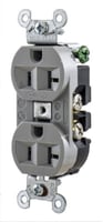 5362GHubbell, Straight Blade Receptacle, Duplex, 2 Pole, 3 Wire, 20 Ampere, 125 Volts, Gray