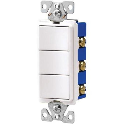 EATON Arrow Hart™ 7729W-SP Decorator Switch/Switch Combination Switch, 120/277 VAC, 15 A, 1 Poles