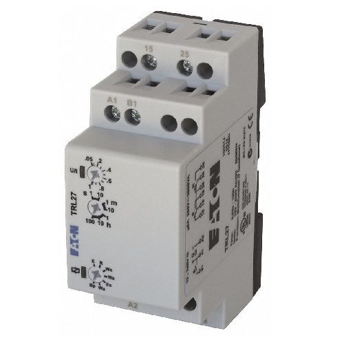 Cutler-Hammer TRL27 4-Function Compact Universal Timing Relay, 0.05 s to 100 hr Time Setting, 12 to 240 VAC/VDC, DPDT Contact Form, 2 Poles