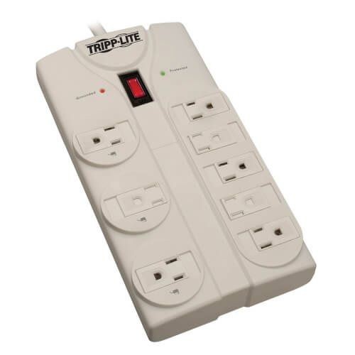 TLP825Tripp Lite Protect It!® TLP825 Surge Protector With Right-Angle Plug, 120 VAC, 15 A, 8 Outlets, 25 ft L Cord, Wall Mount
