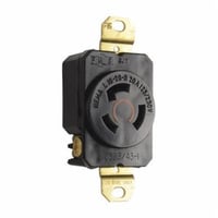 L1020RPass & Seymour® Turnlok® L1020-R 3-Phase Single Locking Receptacle, 125/250 VAC, 20 A, 3 Poles, 3 Wires, Black