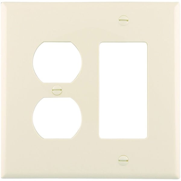PJ826LAEATON Arrow Hart™ PJ826LA-SP-L PJ Series Midway Size Combination Wallplate, 2 Gangs, 4.87 in H x 4.94 in W, Polycarbonate/Thermoplastic, Light Almond