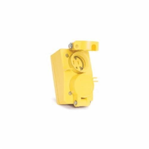 Woodhead® Watertite® 60W47DPLX 130146 Female Receptacle With Duplex Flip Coverplate, 125 VAC, 15 A, 2 Poles, 3 Wires, Yellow