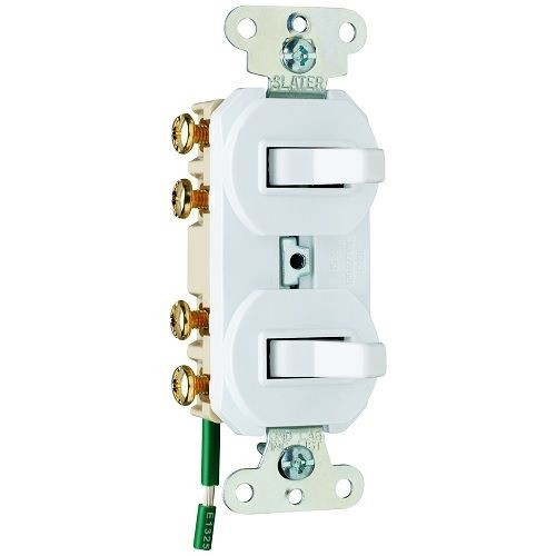 Pass & Seymour® 693WG 3-Way Double Grounding Combination Switch/Receptacle, 15 A, 120/277 VAC, 2 Poles