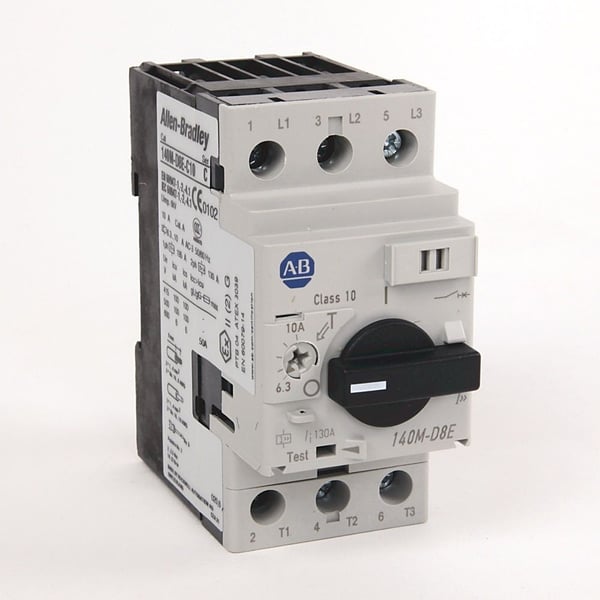 140M-D8E-C10Allen-Bradley 140M-D8E-C10 MPCB, Standard Magnetic Trip (Fixed at 13 x le), 6.3 - 10 A, High Performance, Frame Size D