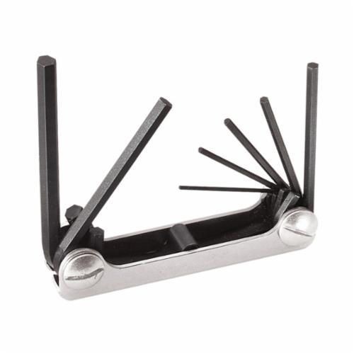 70582Klein® 70582 2-Position Folding Hex Key Set, 7 Pieces, 1.5 to 6 mm Hex, Alloy Steel, Polished Chrome/Nickel Plated