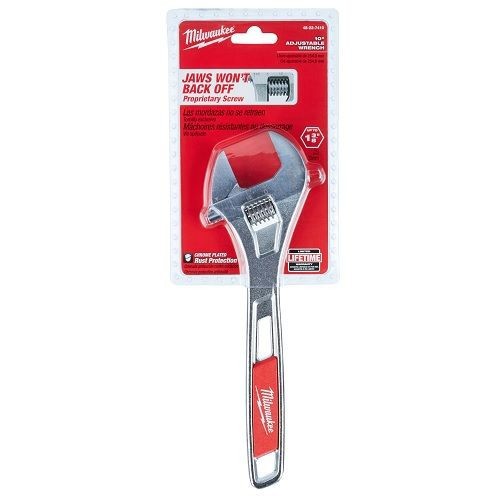48-22-7410Milwaukee® 48-22-7410 Uninsulated Adjustable Wrench, 1-3/8 in, Polished Chrome, 10 in OAL, Steel Body, ASME Specified, Steel