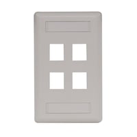 Bryant Electric iSTATION™ IFP14OW Rear Load Keystone Faceplate With Label Fields, 1 Gang, 4 Ports, Data/Video/Voice Module, Flush Mount, Thermoplastic