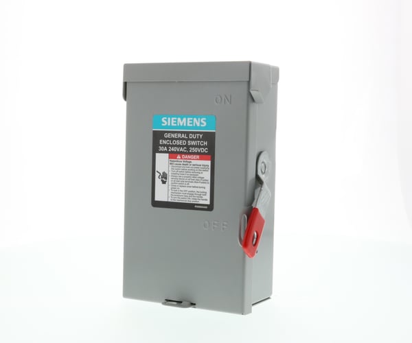 Siemens GNF321LA A Series Type VBII Non-Fused Low Voltage General Duty Safety Switch, 240 VAC, 250 VDC, 30 A, 3 hp, 5 hp, 7-1/2 hp, 3 Poles