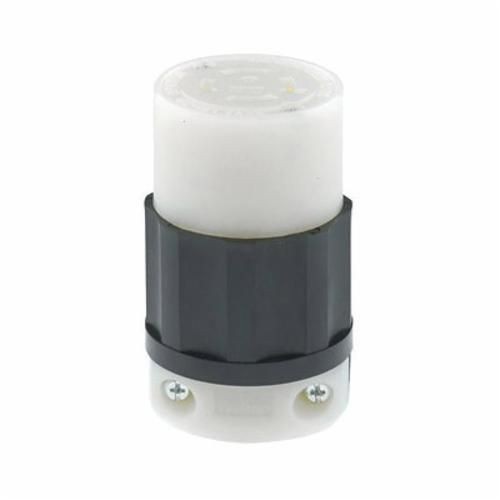 2413Leviton® Black & White® 2423 3-Phase Grounding Cable Mount Locking Connector, 250 VAC, 20 A, 3 Poles, 4 Wires, Black/White