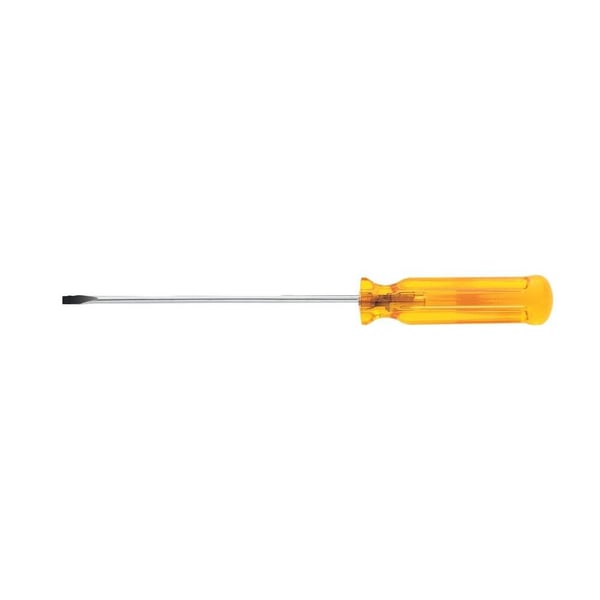 Klein® A216-4 Screwdriver, 1/8 in Cabinet Point, Steel Shank, 7 in OAL, Plastic Handle, Polished Chrome, ANSI/ASME Specified