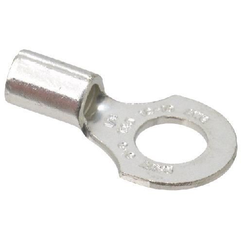 Sta-Kon® C10-10 C Series Non-Insulated Ring Terminal, 12 to 10 AWG Conductor, 0.85 in L, Serrated Barrel, Copper, Metallic