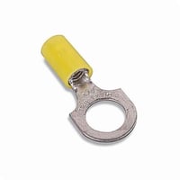 Sta-Kon® RC363 RC Series Insulated Ring Terminal, 12 to 10 AWG Conductor, 1 in L, Insulation Grip Sleeve Barrel, Copper, Yellow