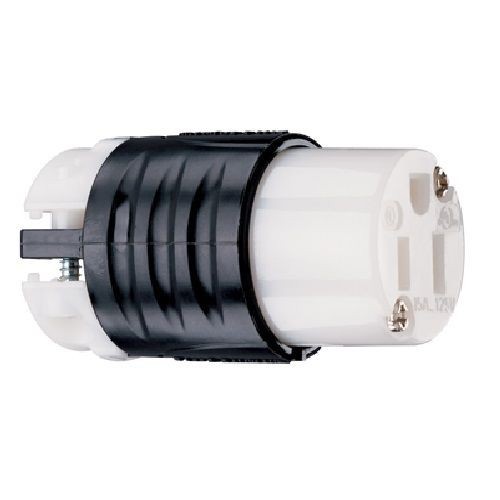 Pass & Seymour® PS5269-X Wire Grounding Straight Blade Plug, 125 VAC, 15 A, 2 Poles, 3 Wires, Black/White