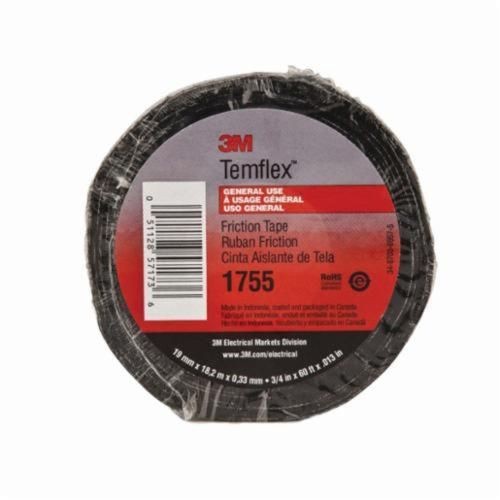 054007-502183M™ Temflex™ 051128-57173 Friction Tape, 60 ft L x 3/4 in W x 13 mil THK, Black