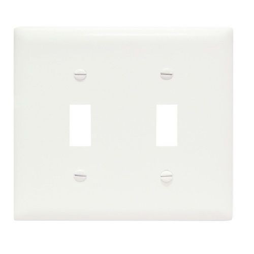 Pass & Seymour® TradeMaster® TP2-W Standard Wallplate, 2 Gangs, 4.7 in H x 4.56 in W, Thermoplastic, White