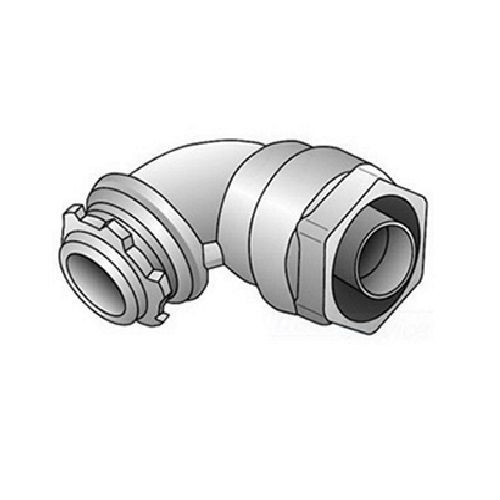 O-Z/Gedney 4Q-9150T Concretetight Liquid Tight Oiltight Raintight Conduit Connector With Insulated Throat, 1-1/2 in Trade, 90 deg, Malleable Iron, Zinc Electroplated